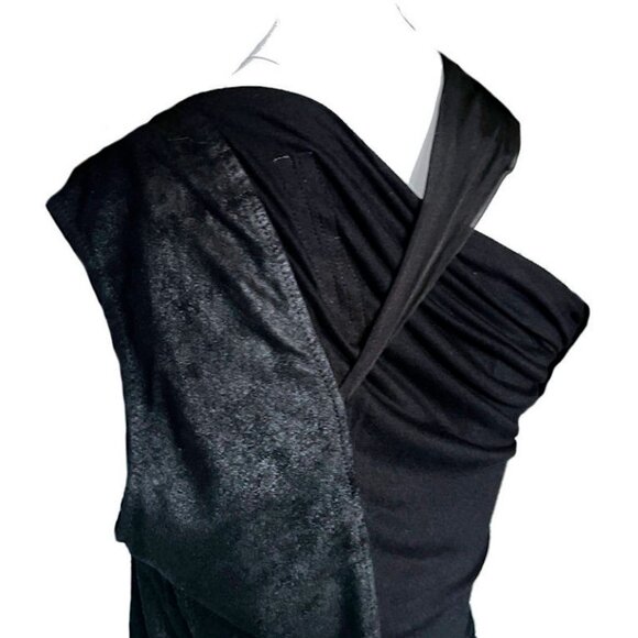 RICK OWENS Vintage 2012 One-Shoulder Strapless Top Silk & Lamb Leather - Picture 11 of 14